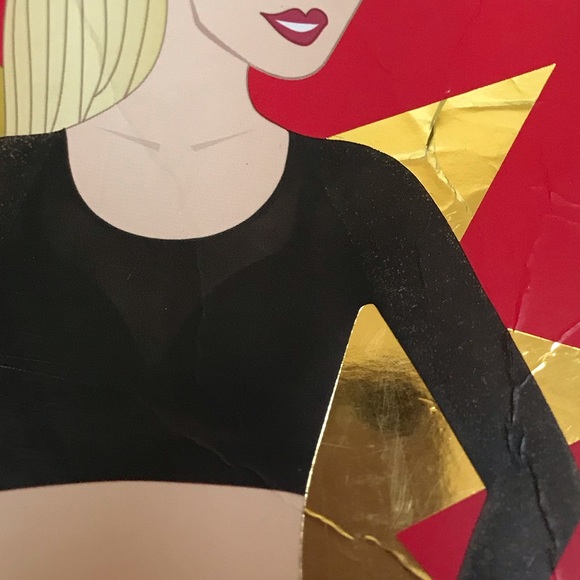 SPANX NEW Arm Tights Layering Piece in Gold Shimmer Crop Control Top Sheer Black - Picture 7 of 15